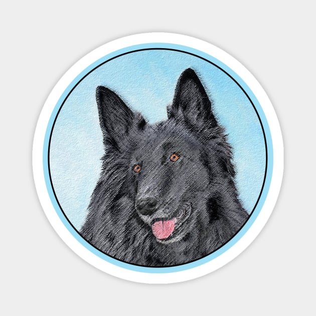 Belgian Sheepdog Painting - Cute Original Dog Art Magnet by Alpen Designs